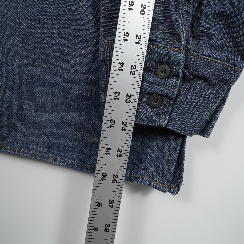 Vintage 70s Levi’s Orange Tab Denim Chore Work Shirt XL Made in USA Indigo - Picture 8 of 12
